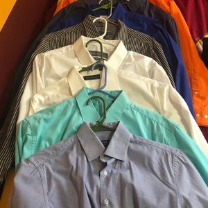 Steel Blue men’s button up w/ small circle details